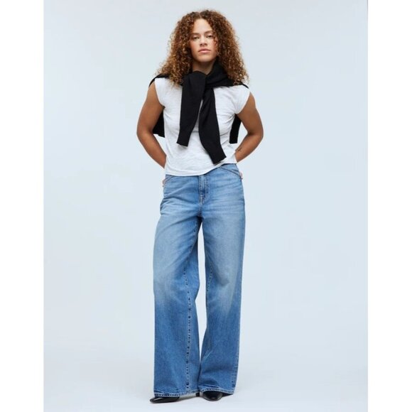Madewell Slub Crewneck Muscle Tee in Eyelet White - Picture 1 of 10